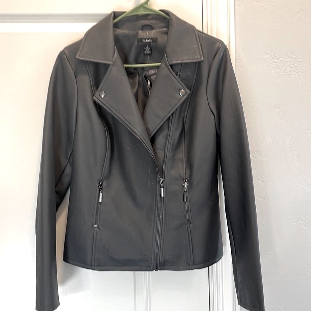 NWT Alfani Faux Leather Biker Jacket